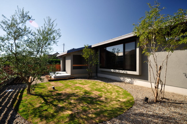 勾配屋根とオリーブ